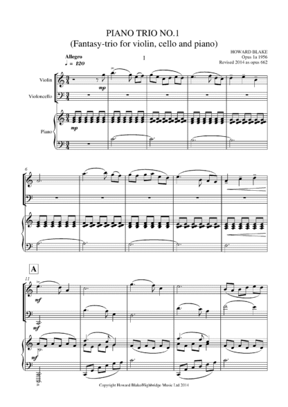 Piano Trio No.1, Fantasy-trio, op.662 - full score