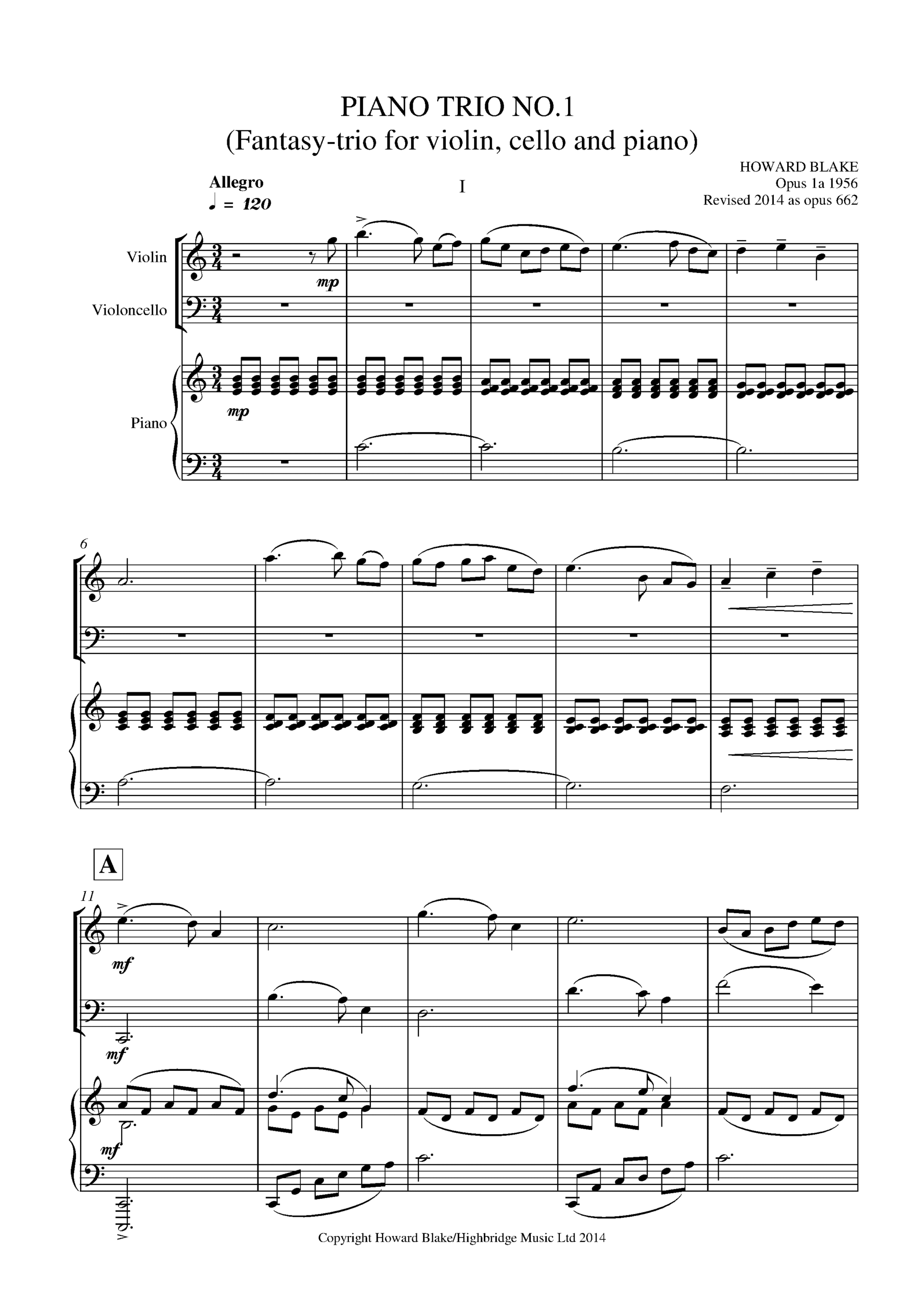 Piano Trio No.1, Fantasy-trio, op.662 - full score