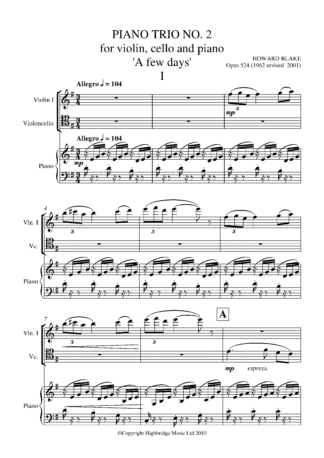 Piano Trio No.2 - 'A Few Days', op.524 - full score
