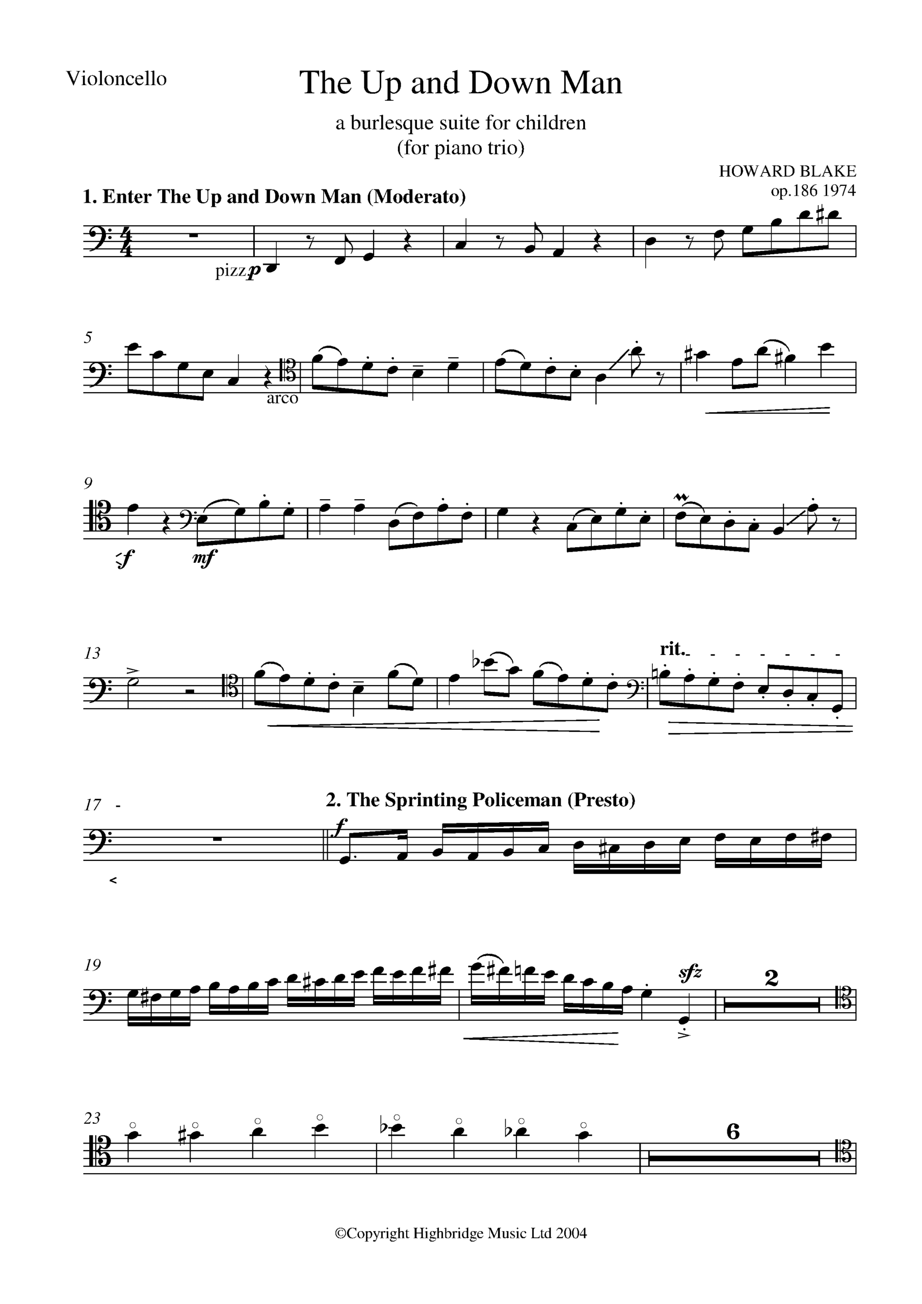 The Up & Down Man, op.186 - cello part