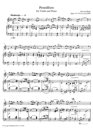Pennilion for violin & piano, op.571 - full score