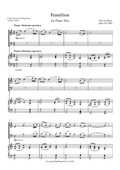 Pennillion for piano trio, op.525 - full score