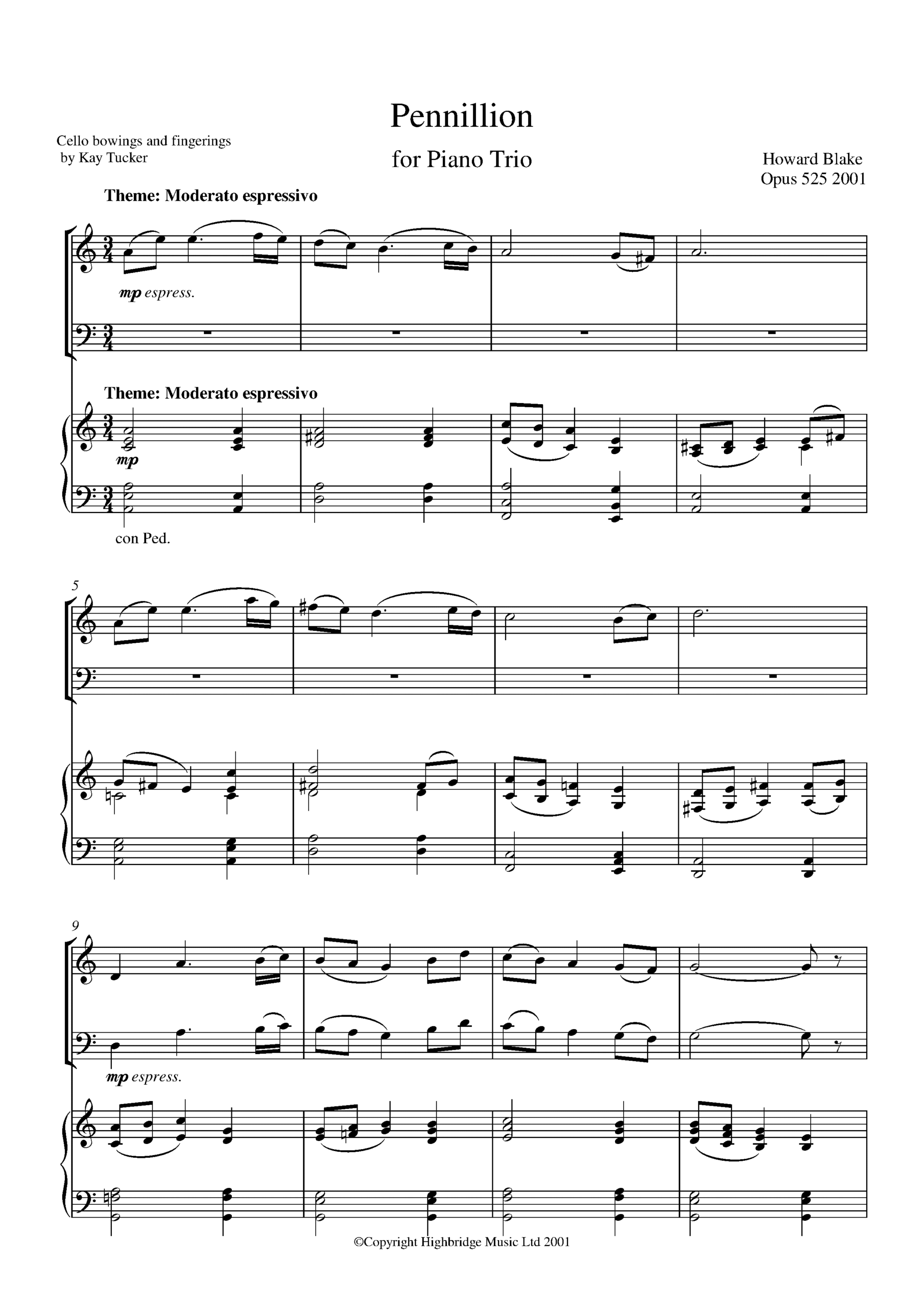 Pennillion for piano trio, op.525 - full score