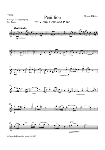 Pennillion for piano trio, op.525 - violin part