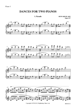 Dances for Two Pianos (two-stave version), op.217 - piano I