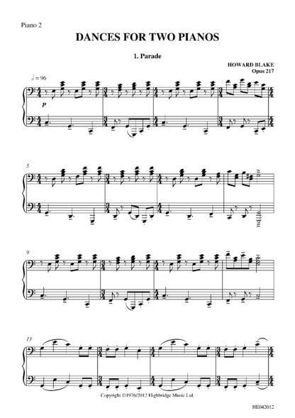 Dances for Two Pianos (two-stave version), op.217 - piano II