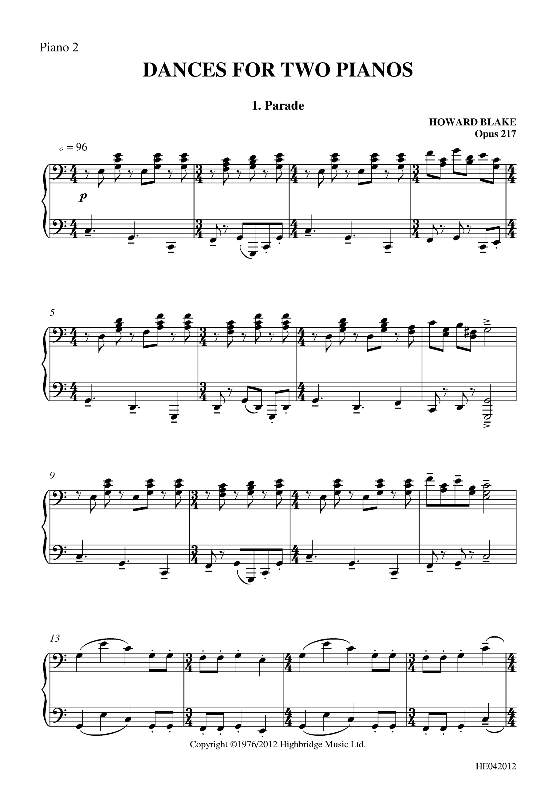 Dances for Two Pianos (two-stave version), op.217 - piano II