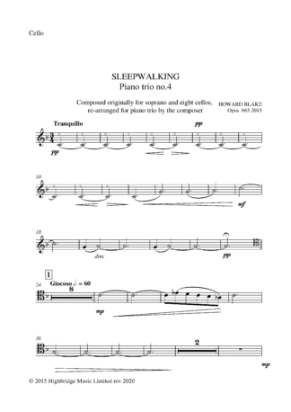 Piano Trio No.4, Sleepwalking, op.665 - cello part