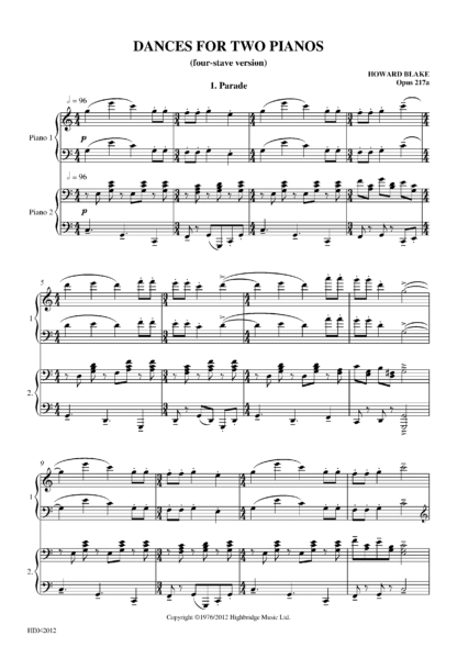 Dances for Two Pianos (four-stave version), op.217a