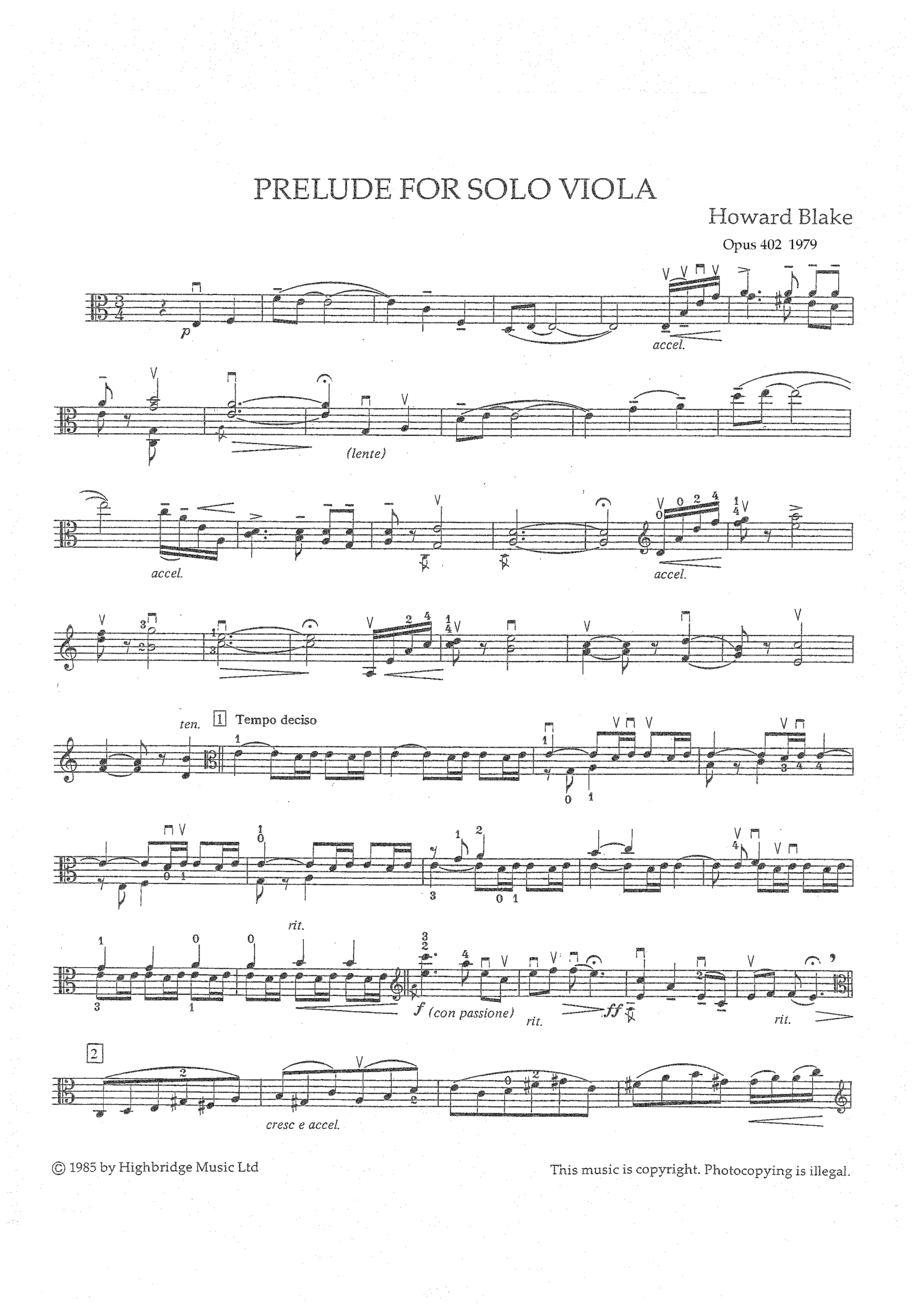 Prelude for Solo Viola, op.402 - viola part