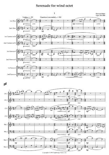 Serenade for Wind Octet, op.419 - full score
