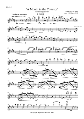 A Month in the Country (for string quartet), op.611 - violin I part