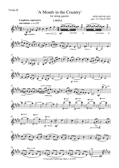 A Month in the Country (for string quartet), op.611 - violin II part