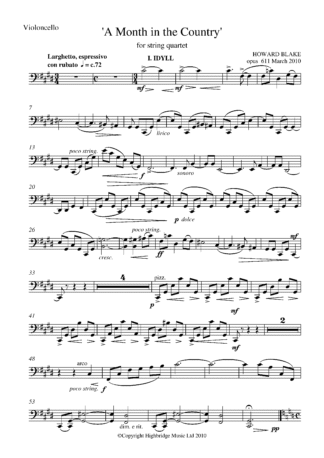 A Month in the Country (for string quartet), op.611 - cello part