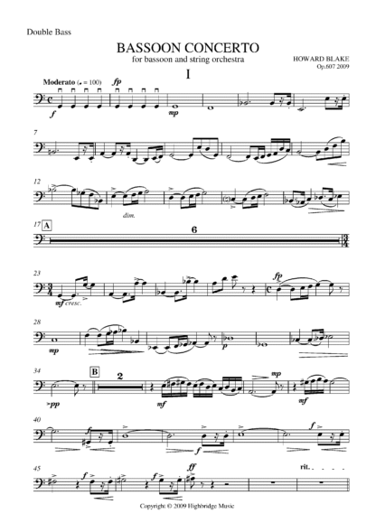 Bassoon Concerto, op.607 - double bass part