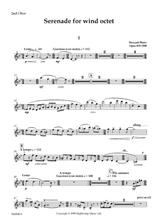 Serenade for Wind Octet, op.419 - oboe 2 part