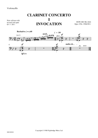 Clarinet Concerto, op.329 - cello part