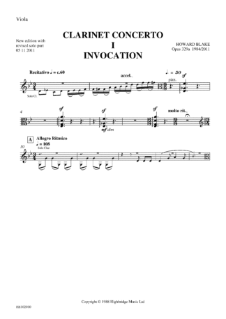 Clarinet Concerto, op.329 - viola part