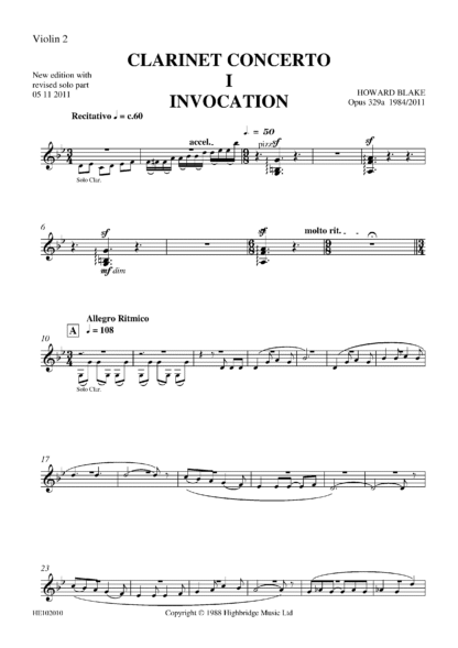 Clarinet Concerto, op.329 - violin 2 part