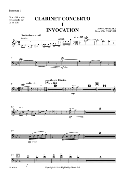 Clarinet Concerto, op.329 - bassoon 1 part
