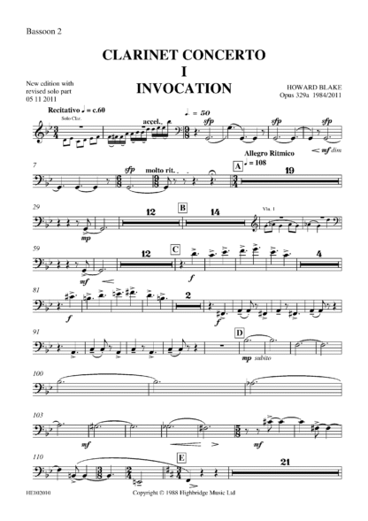 Clarinet Concerto, op.329 - bassoon 2 part