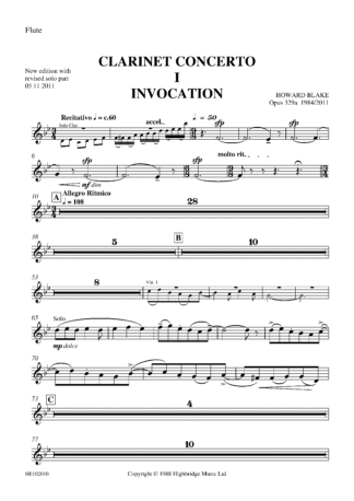 Clarinet Concerto, op.329 - flute part