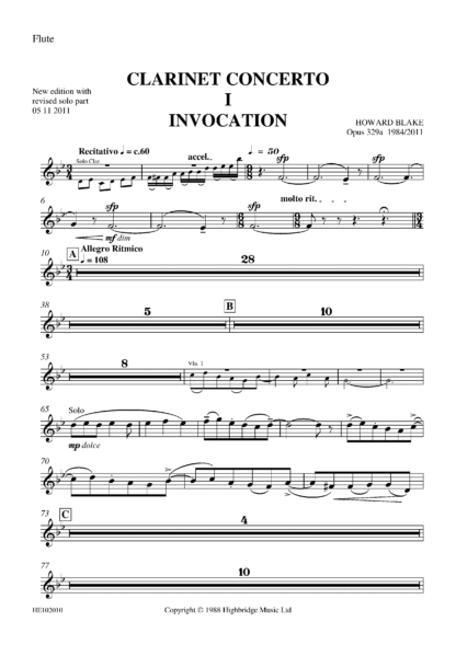 Clarinet Concerto, op.329 - flute part