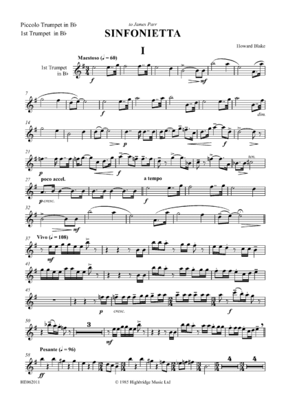 Sinfonietta - Concert work for 10 brass, op. 300 - piccolo trumpet/trumpet 1 part