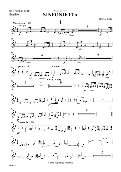Sinfonietta - Concert work for 10 brass op.300 - trumpet 4/flugelhorn part
