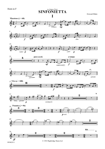 Sinfonietta - Concert work for 10 brass, op. 300 - horn in F part