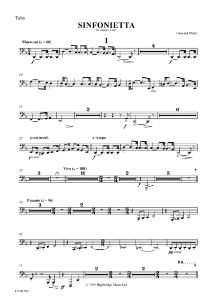 Sinfonietta - Concert work for 10 brass, op.300 - tuba part