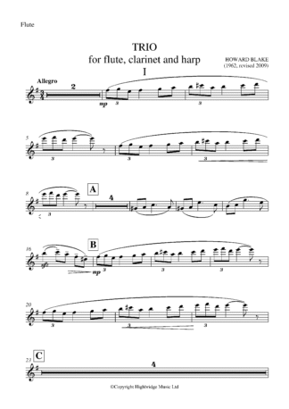 Trio for Flute, Clarinet and Harp, op.598 - flute part