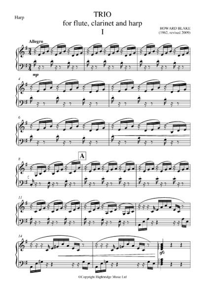 Trio for Flute, Clarinet and Harp, op.598 - harp part