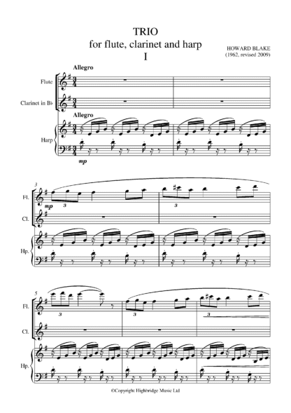 Trio for Flute, Clarinet and Harp, op.598 - full score
