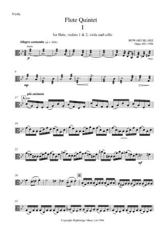 Flute Quintet, op.493 - viola part