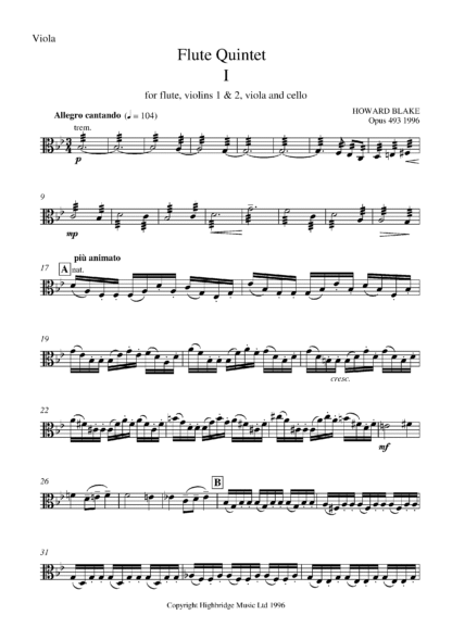 Flute Quintet, op.493 - viola part