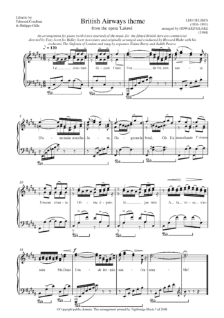 British Airways theme from the opera 'Lakme', op.333