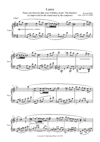 Laura (piano theme from The Duellists). Op.604