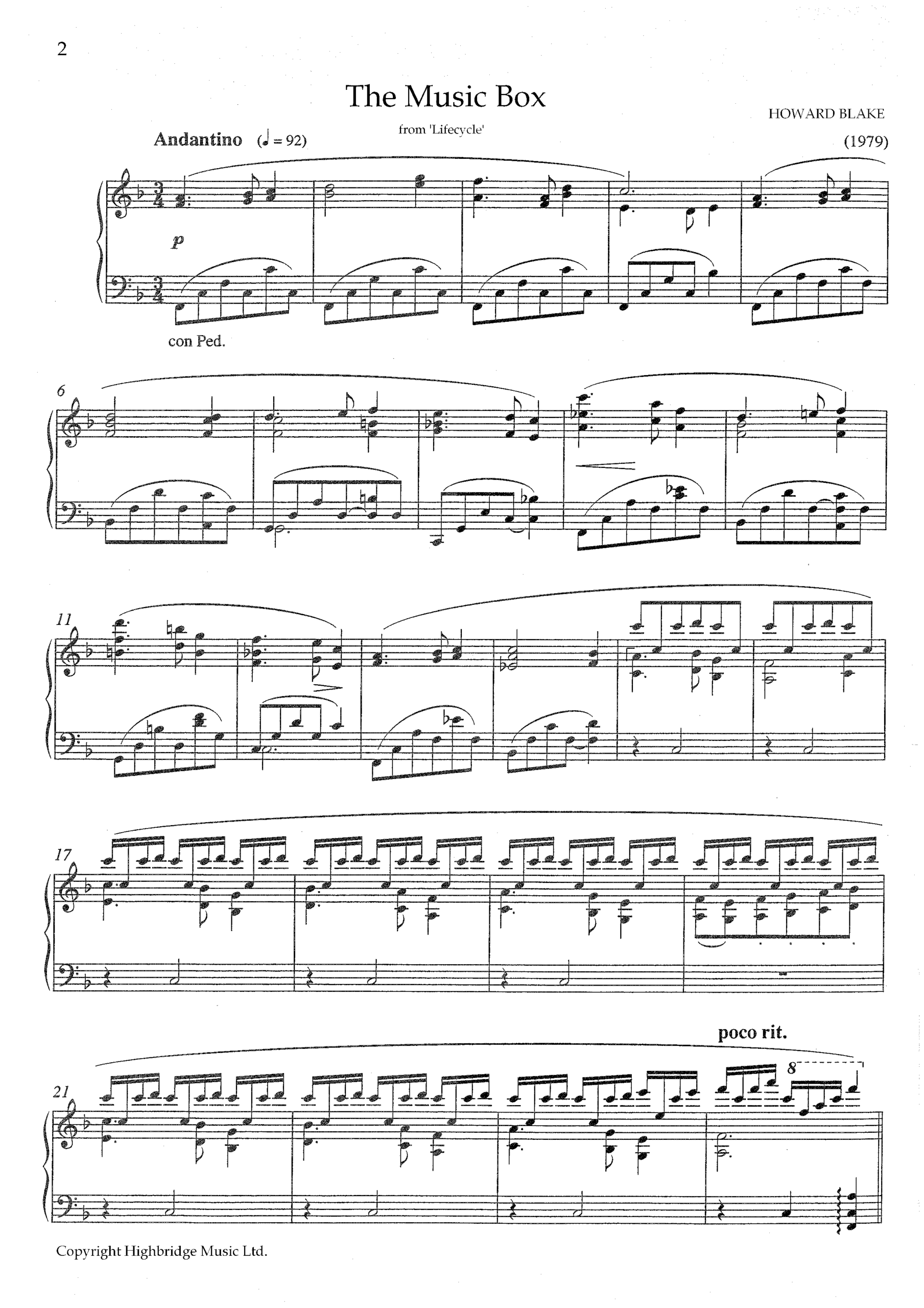 The Music Box (theme from 'The Changeling'), op.489
