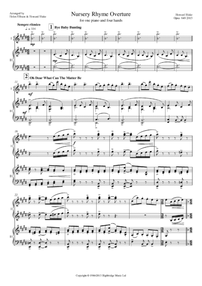 Nursery Rhyme Overture for piano duet, op.649