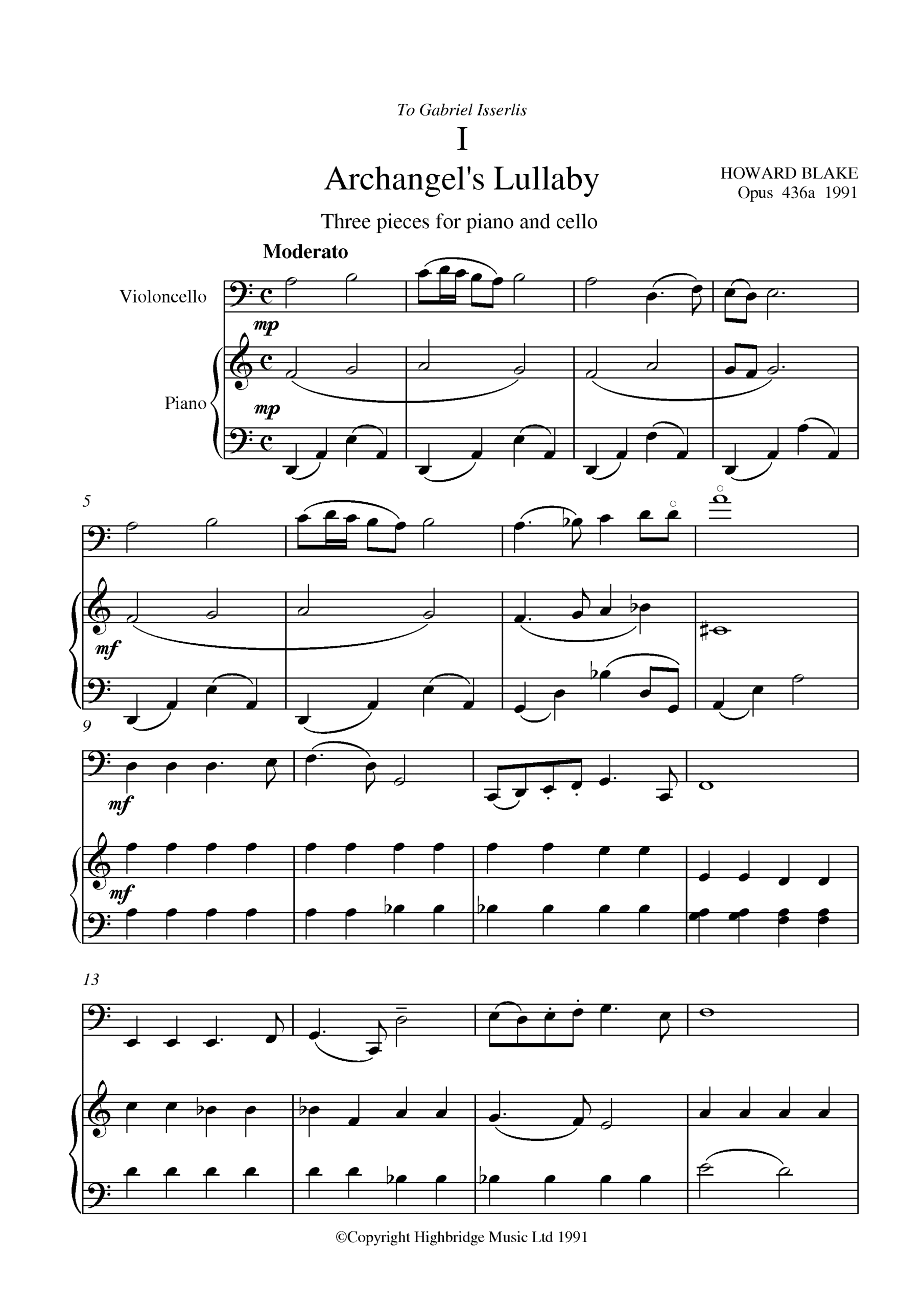 Archangel's Lullaby (for cello and piano), op.436A - full score