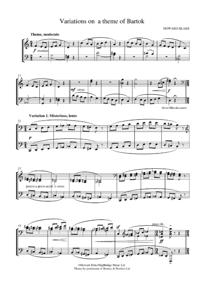 Variations on a theme of Bartok, op.3