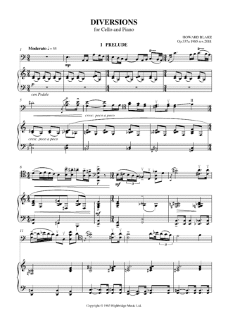 Diversions for cello and piano, op.337A - full score