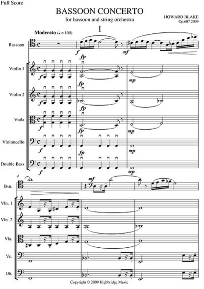 Bassoon Concerto, op.607 - full score