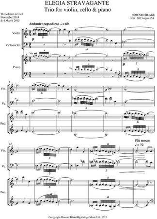 Piano Trio No.3, Elegia Stravagante, op.654 - full score