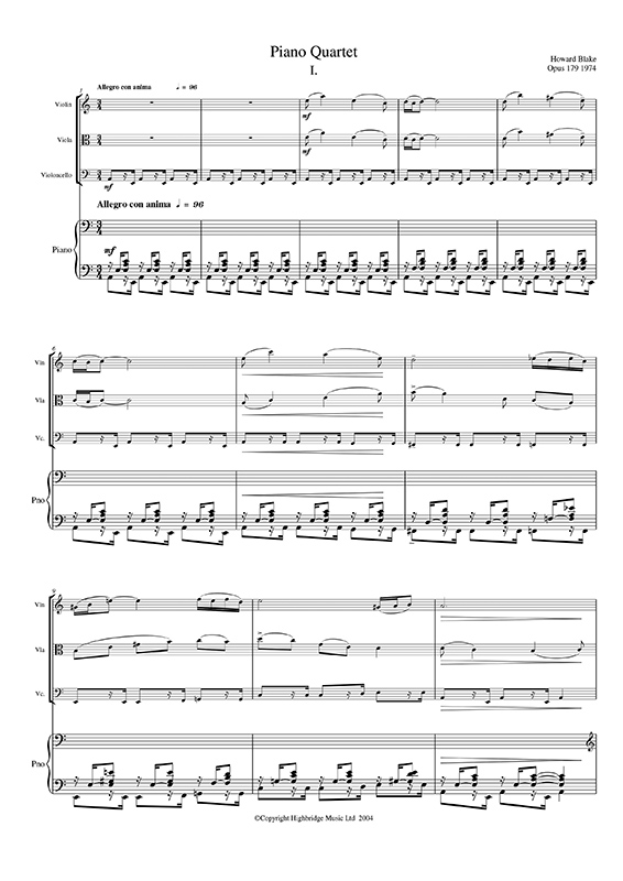Piano Quartet, op. 179 - full Score