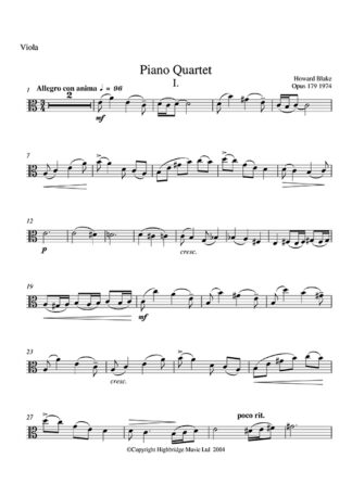 Piano Quartet, op. 179 - viola part