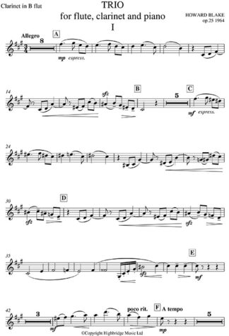 Trio for Flute, Clarinet and Piano, op.25 - clarinet part